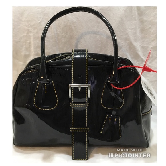 Prada Handbags - Prada Black Textured Patent Leather Bowler Mint!